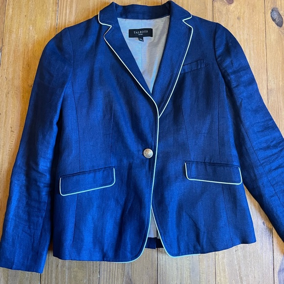 Talbots blue and white blazer worn once - Picture 3 of 8